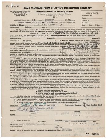 Lot #640 Billie Holiday Document Signed
