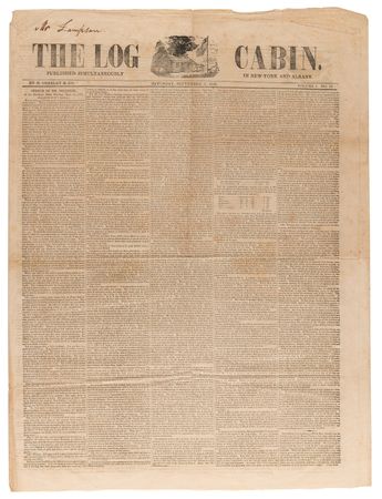 Lot #98 William Henry Harrison: The Log Cabin Newspaper (September 5, 1840) - Image 1
