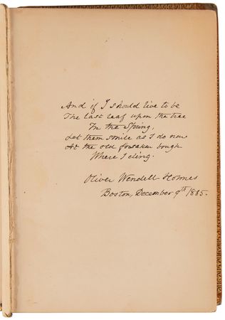 Lot #579 Oliver Wendell Holmes, Sr. Autograph Quotation Signed from 'The Last Leaf' - A Favorite Poem of Abraham Lincoln and Edgar Allan Poe - Image 4
