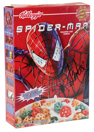 Lot #525 Stan Lee Twice-Signed 'Spider-Man' Cereal Box - Image 1