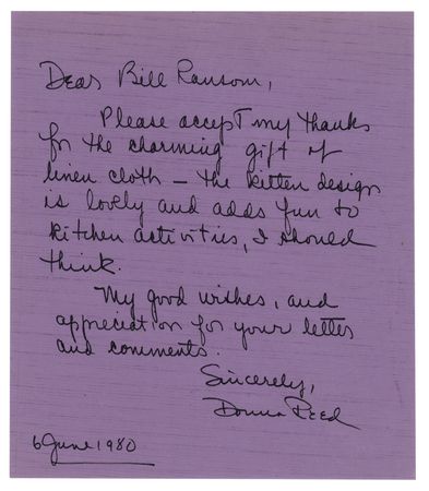 Lot #819 Donna Reed Autograph Letter Signed - Image 1