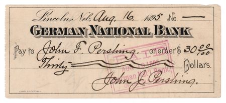 Lot #384 John J. Pershing Signed Check - Image 1