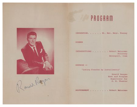 Lot #152 Ronald Reagan Signed Program - Image 1