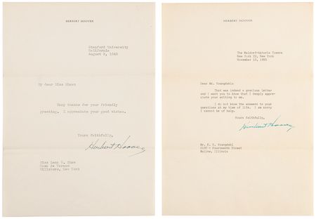 Lot #102 Herbert Hoover (4) Signed Items - Image 2