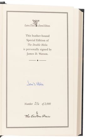 Lot #274 DNA: James D. Watson Signed Book - The Double Helix (Ltd. Ed. #216/2000) - Image 4