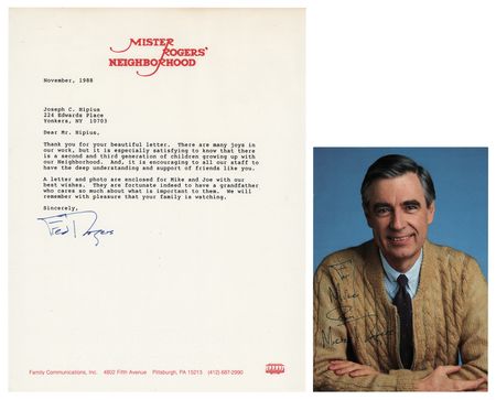 Lot #822 Fred Rogers Signed Photograph and Typed Letter Signed - Image 1