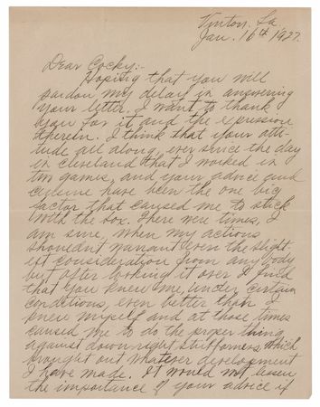 Lot #887 Ted Lyons Autograph Letter Signed to Eddie Collins - Image 1