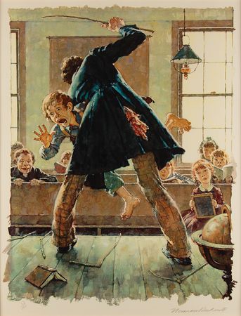 Lot #499 Norman Rockwell Signed Lithograph - 'Schoolmaster Flogging Tom Sawyer' (Ltd. Ed. #56/200) - Image 2