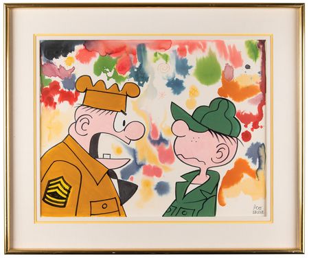 Lot #538 Mort Walker Oversized Original Painting of Beetle Bailey and Sergeant Snorkel - Image 1