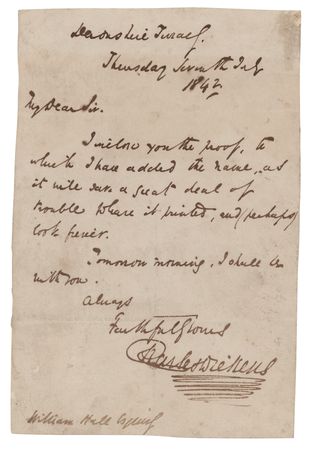 Lot #550. Charles Dickens Autograph Letter Signed