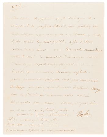 Lot #364 Napoleon Letter Signed to His Adoptive Son, Eugene de Beauharnais - Urging Haste in His Marriage to Princess Augusta of Bavaria - Image 1