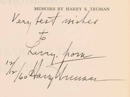 Lot #172 Harry S. Truman Signed Book - Memoirs: Years of Trial and Hope - Image 2
