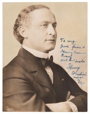 Lot #691 Harry Houdini Signed Photograph to the Illustrator of The Right Way to Do Wrong - Image 1
