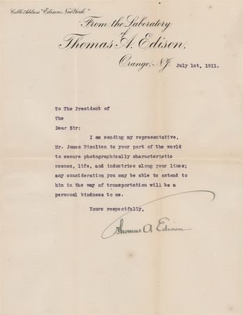 Lot #229 Thomas Edison Typed Letter Signed to a World Leader: 