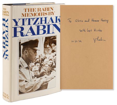 Lot #342 Yitzhak Rabin Signed Book - The Rabin Memoirs - Image 1