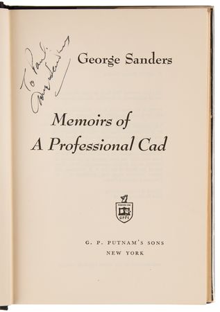 Lot #827 George Sanders Signed Book - Memoirs of a Professional Cad - Image 4