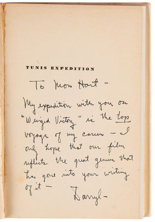 Lot #861 Darryl F. Zanuck Signed Book to Playwright Moss Hart - Tunis Expedition - Image 4