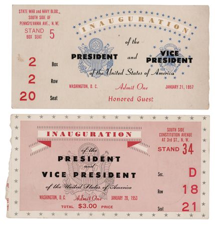 Lot #84 Dwight D. Eisenhower Inaugural Ticket Stubs (2) - Image 1