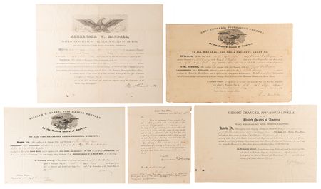 Lot #338 19th-Century Postmasters General (5) Document Signed - Image 1