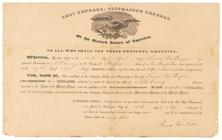 Lot #338 19th-Century Postmasters General (5) Document Signed - Image 5