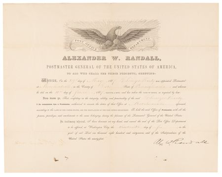 Lot #338 19th-Century Postmasters General (5) Document Signed - Image 6