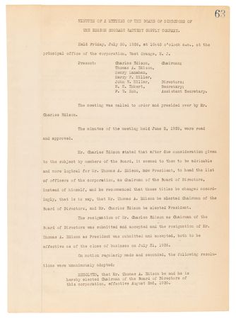Lot #276 Thomas Edison Document Signed for His Election as Chairman of the Edison Storage Battery Company - Image 2