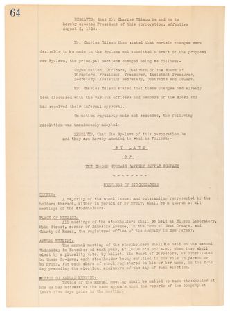 Lot #276 Thomas Edison Document Signed for His Election as Chairman of the Edison Storage Battery Company - Image 3