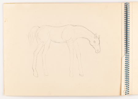 Lot #695 Edie Sedgwick Original Sketchbook with (8) Drawings - Horses, Humans, and Dogs - Image 11