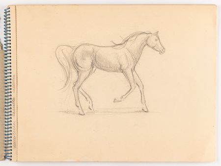 Lot #695 Edie Sedgwick Original Sketchbook with (8) Drawings - Horses, Humans, and Dogs - Image 3