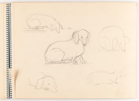Lot #695 Edie Sedgwick Original Sketchbook with (8) Drawings - Horses, Humans, and Dogs - Image 7