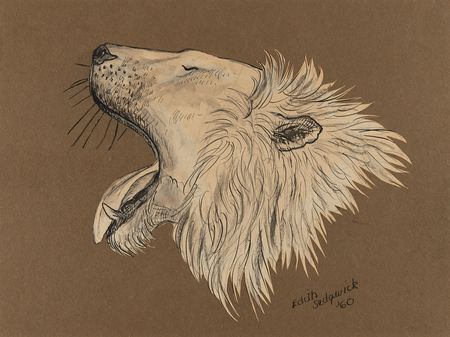 Lot #696 Edie Sedgwick Signed Original Drawing - Lion - Image 2