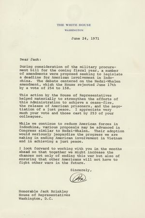 Lot #45 Richard Nixon Collection of (9) Typed Letters Signed as President on Vietnam, Watergate, and Legislation - Image 4