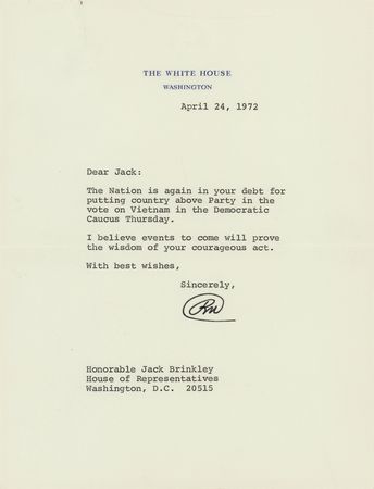 Lot #45 Richard Nixon Collection of (9) Typed Letters Signed as President on Vietnam, Watergate, and Legislation - Image 7