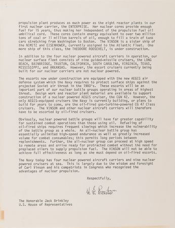 Lot #387 Hyman G. Rickover Collection of (7) Typed Letters Signed - Image 10