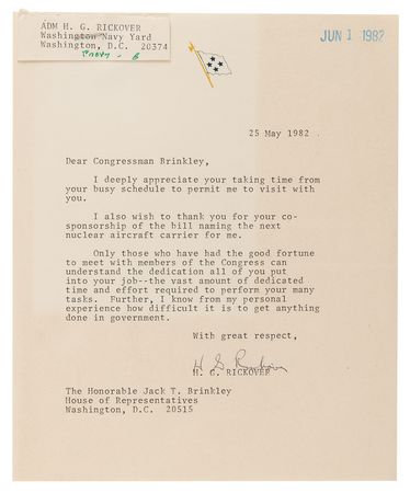 Lot #387 Hyman G. Rickover Collection of (7) Typed Letters Signed - Image 11