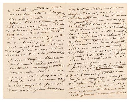 Lot #560 George Sand Autograph Letter Signed on Frederic Chopin's Health: 