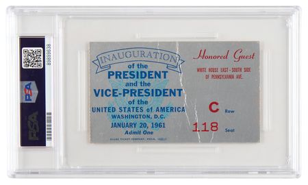 Lot #124 John F. Kennedy Presidential Inauguration Ticket Stub - PSA FR 1.5 - Image 2