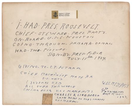 Lot #20 Franklin D. Roosevelt Signed Photograph of USS Houston, Sailing Through the Panama Canal - Image 2