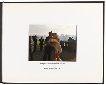 Lot #327 Elon Musk and Talulah Riley Wedding Archive - Album, Bobblehead, Drink Menu, and Patch - Image 2