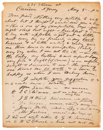 Lot #565 Walt Whitman Autograph Letter Signed on Writing, Reading, and His Book Business (1876) - Image 1