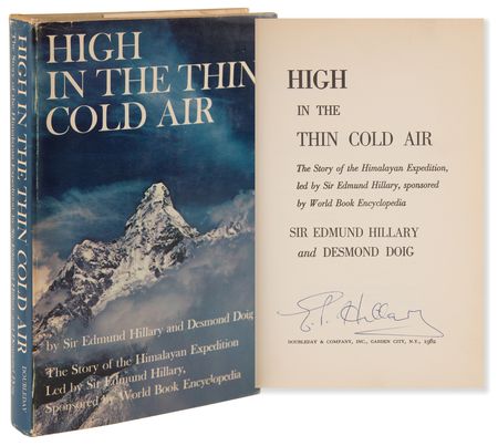 Lot #288 Edmund Hillary Signed Book - High in the Thin Cold Air - Image 1