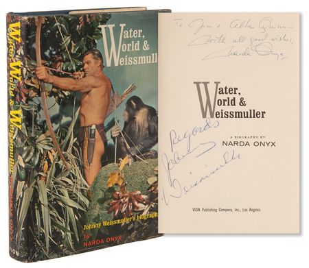 Lot #848 Johnny Weissmuller Signed Book - Water, World & Weissmuller - Image 1