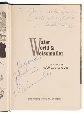 Lot #848 Johnny Weissmuller Signed Book - Water, World & Weissmuller - Image 4