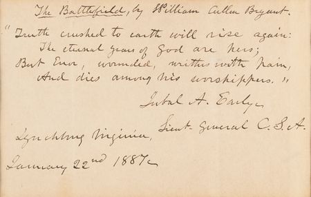 Lot #376 Jubal A. Early Autograph Quote Signed from 'The Battlefield' - Image 2