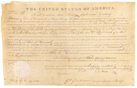 Lot #52 John Quincy Adams Document Signed as President - Image 1