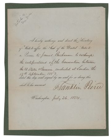 Lot #7 President Franklin Pierce Sends James Buchanan to Sign an Extradition Convention with Bavaria - Image 2
