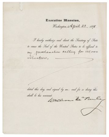 Lot #13 President William McKinley Calls for