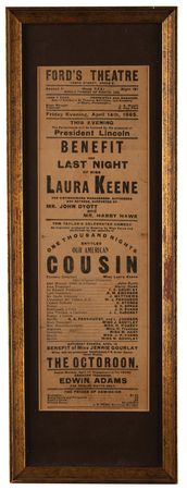 Lot #248 Lincoln Assassination: Ford's Theatre Playbill (Period Reproduction) - Image 1