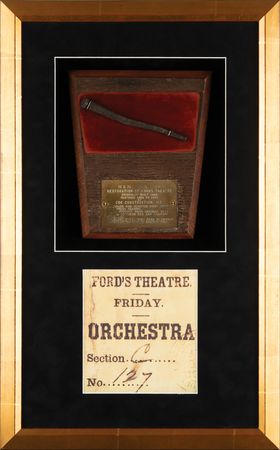 Lot #243 Lincoln Assassination: Ford's Theatre Nail, Roof Board, and Velour Relics - Image 1