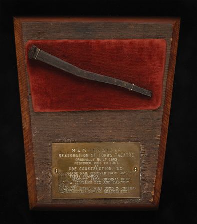 Lot #243 Lincoln Assassination: Ford's Theatre Nail, Roof Board, and Velour Relics - Image 2